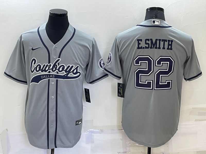 Men Dallas Cowboys 22 E.smith Grey 2022 Nike Co branded NFL Jersey